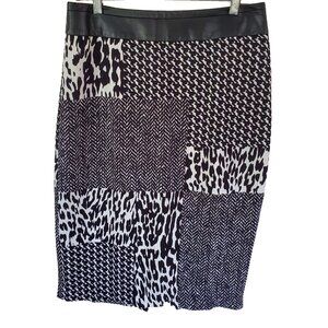 Worthington Womens Patchwork Pencil Skirt Sz 10 Animal Print Mob Wife Urban Chic